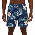 Costume da bagno uomo taglia M blu con stampa tropicale e coulisse