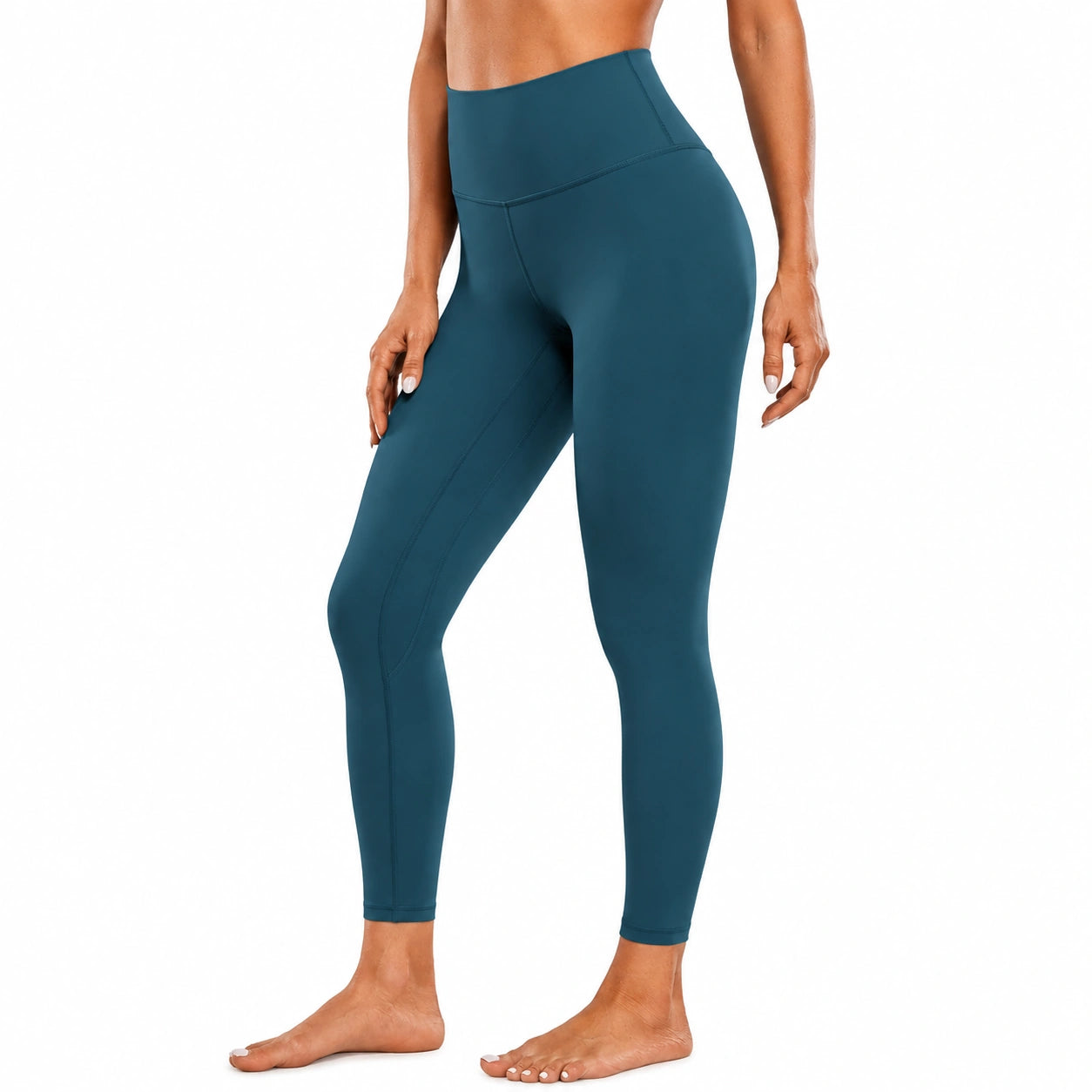 Leggings donna S in tessuto elasticizzato blu petrolio - vita alta per yoga e fitness