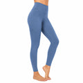 Leggings donna taglia S in tessuto elasticizzato blu a vita alta per yoga