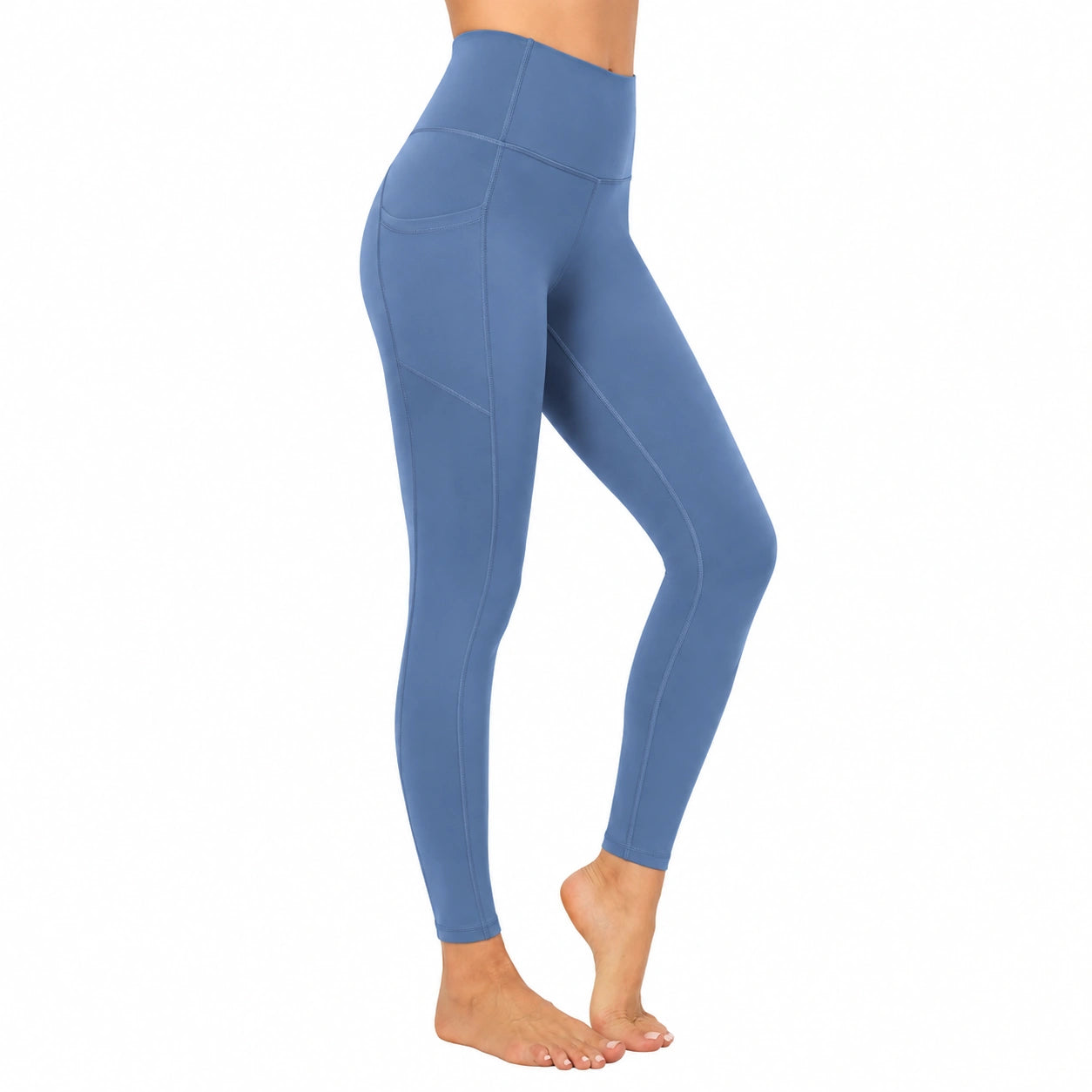 Leggings donna taglia S in tessuto elasticizzato blu a vita alta per yoga