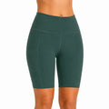 Pantaloncini sportivi donna M in tessuto elasticizzato verde scuro a vita alta