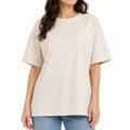 T-shirt donna L in cotone beige - vestibilità ampia casual