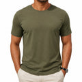 Maglietta uomo L in tessuto verde oliva - girocollo manica corta stile casual